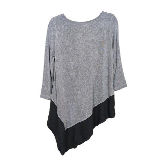 THREE DOTS Stitch Fix Light Grey Caren Reversible Knit Top Asymmetric Women's XS - Picture 2 of 6